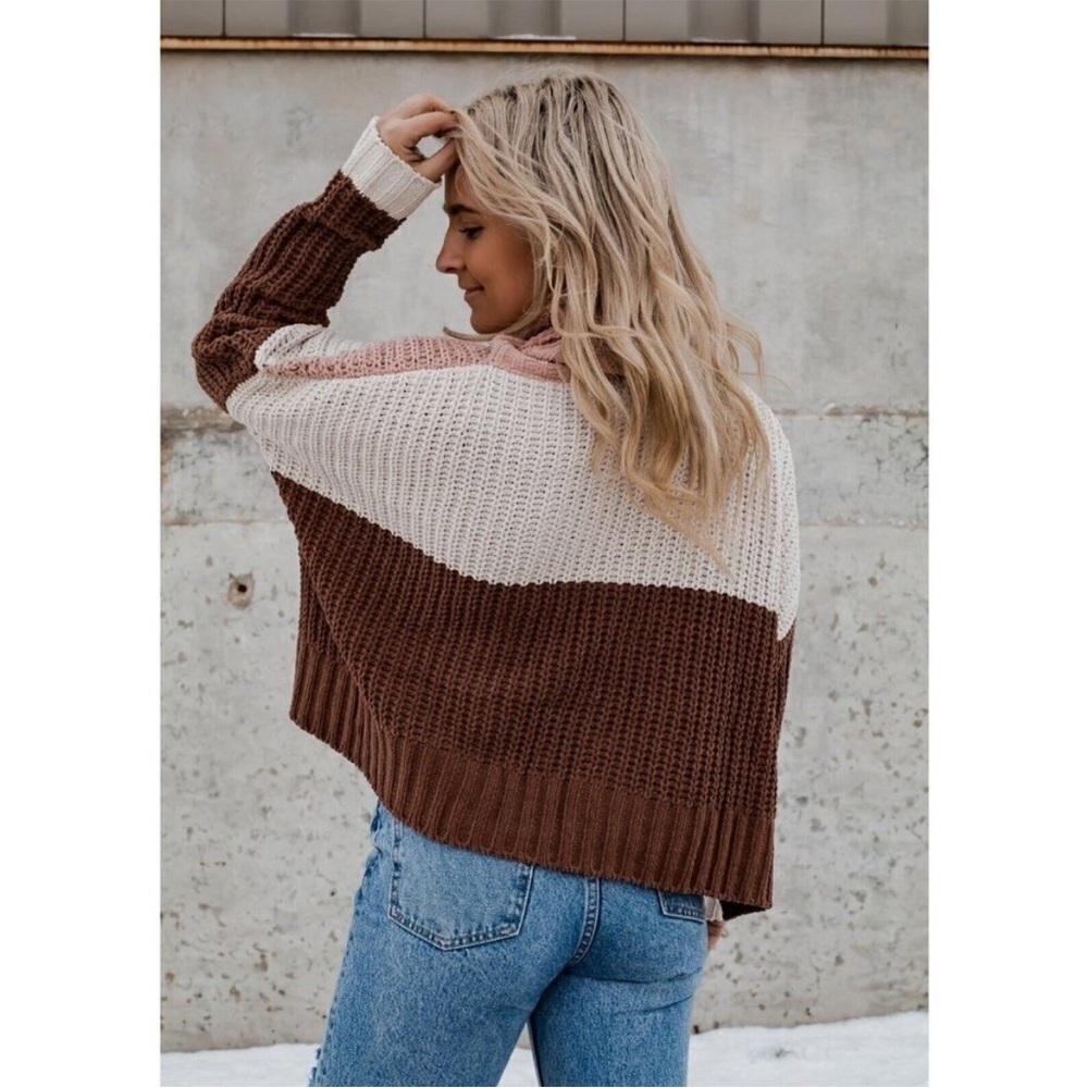 POL Canyon Rose Color Block Oversized Chenille Sweater Size Large - Picture 4 of 16
